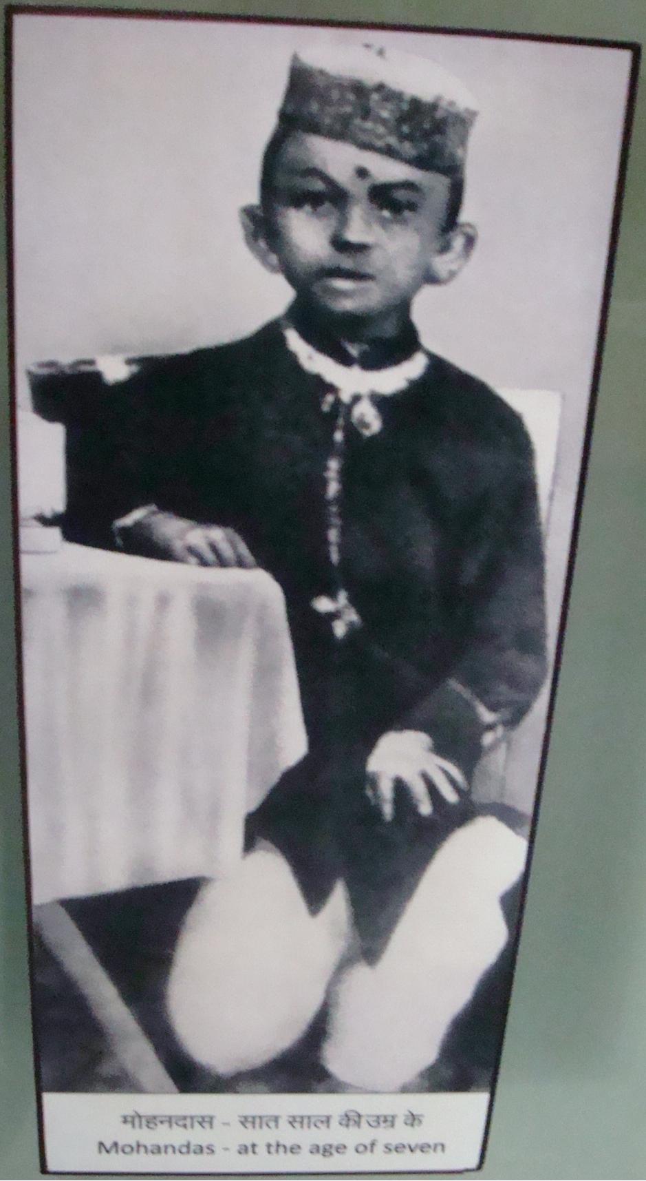 Gandhiji in his primary school years, photo displayed at the Ka Ba Delo in Rajkot, Gujarat