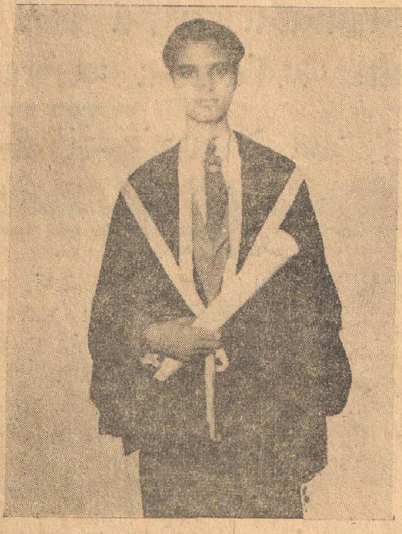 Manubhai in 1934 receiving his B Sc degree